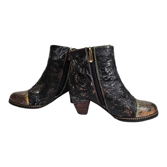 L'Artiste Waterlily by Spring Step Black Iridescent Leather Boots Sz 36, 5.5-6 - Picture 3 of 10